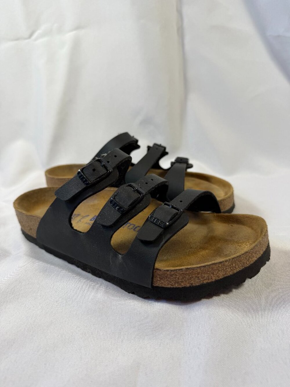 Birkenstock Florida 3 Strap Slides/Sandals, Black Size 37, US Wmn's Sz. 6-6.5